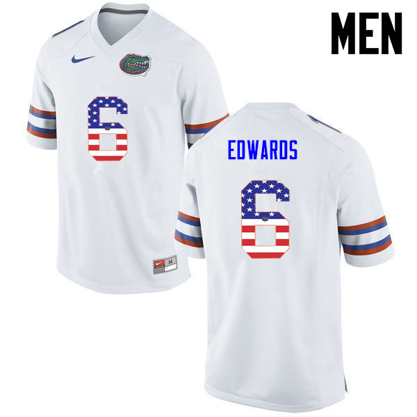 Men Florida Gators #6 Brian Edwards College Football USA Flag Fashion Jerseys-White